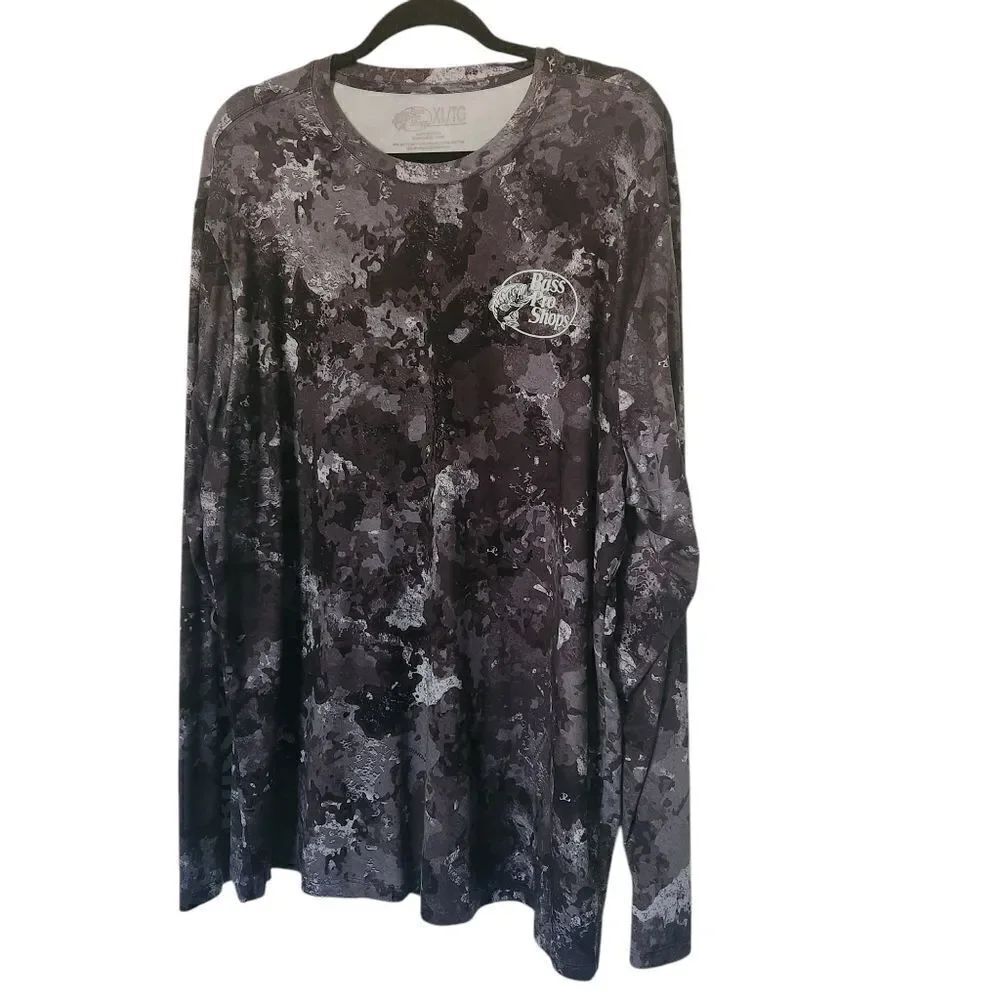 Bass Pro Shop Mens Long Sleeve Gray Camo T-Shirt Size XL